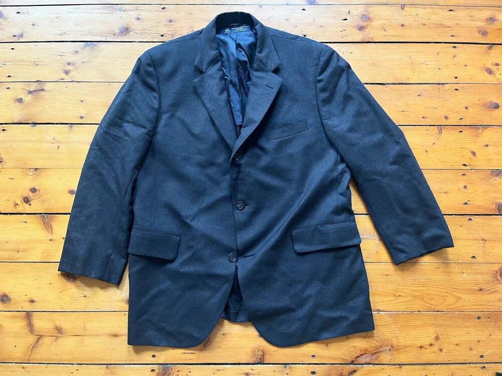 Brooks Brothers Wool Blazer Sport Coat Charcoal Grey Three Button 44R USA Made